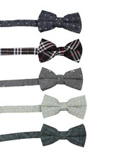 SET OF 5 Mens Classic Fashion Pre-Tied Bow Tie 100 Cotton Linen or Poly  7