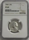 1964 NGC PF69 90% Silver Proof George Washington Quarter White Label