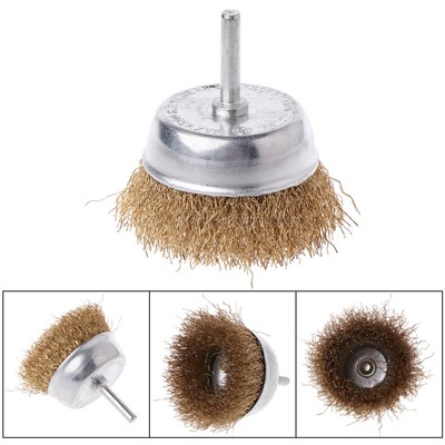 1-1/2-Inch Wire Wheel Erush Eench Erass Plated Crimped Steel 1/4-In Shank 3Pcs E