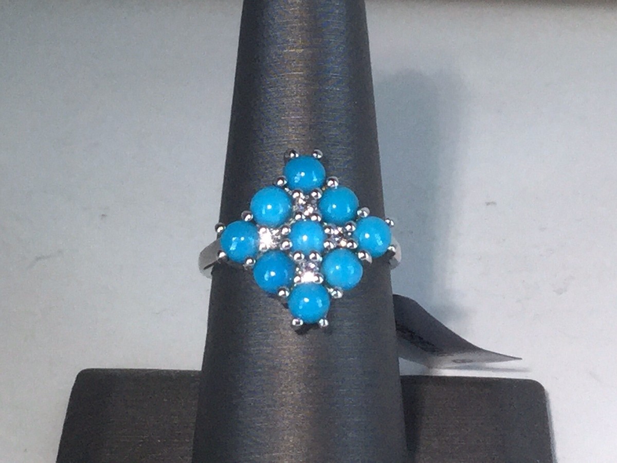 指輪・リング Sleeping Beauty Arizona Sz 8 Natural Arizona Sleeping Beauty Turquoise & Topaz Sterling