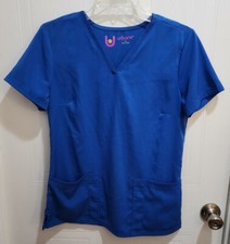 Urbane Women s Short Sleeve Scrub Top V Neck Solid Blue Style 9077 Size Small