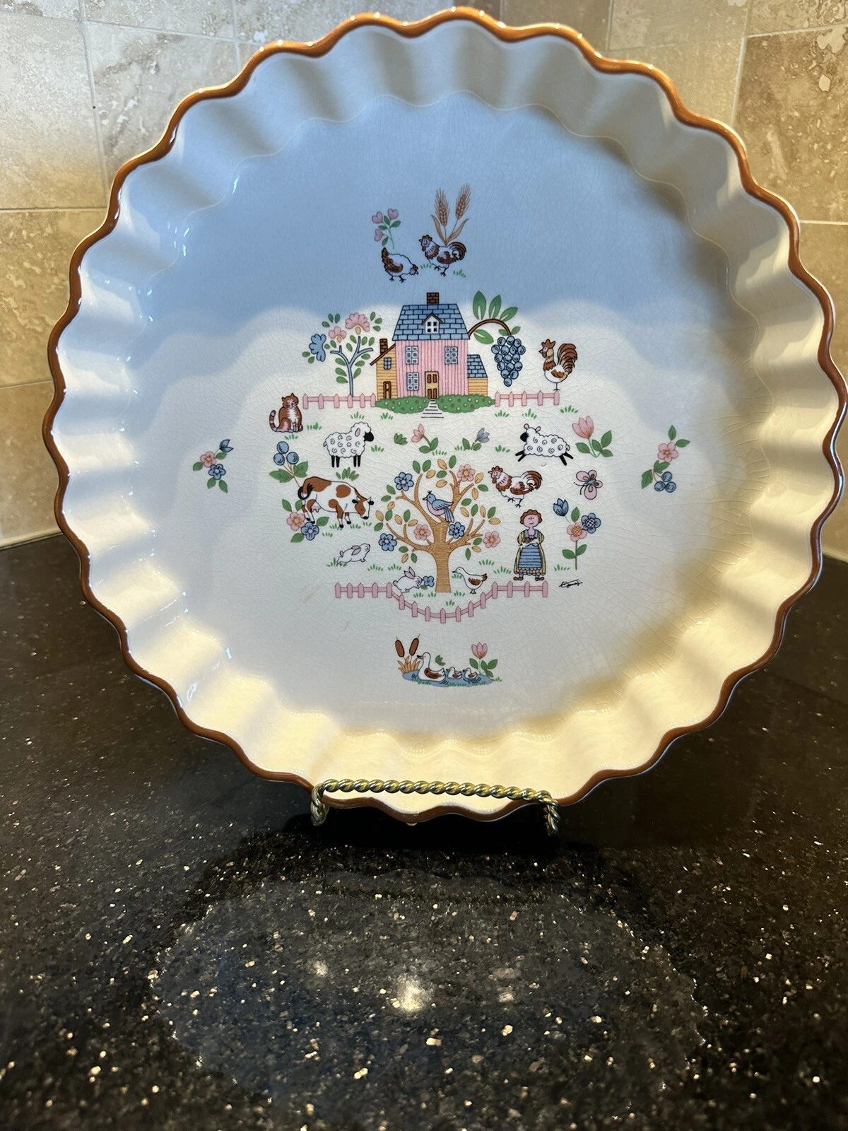 Jamestown Japan Country Home 10" Quiche Pie Torte Pan Oven & Microwave Safe EUC