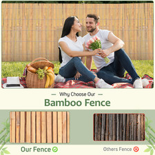 Bamboo Slat Screening Fencing Fence Panel Privacy Screen Roll Natural Garden 4M