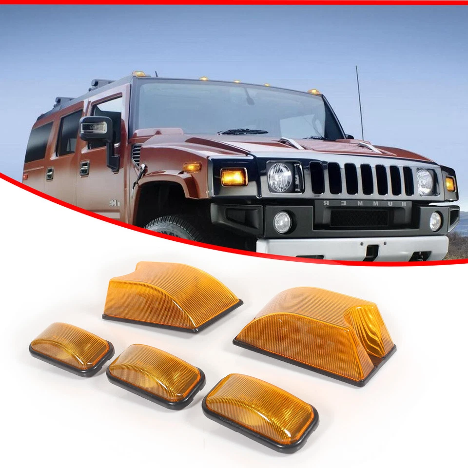 Carcasa de luz marcadora de cabina de techo superior delantero con lente ámbar para Hummer H2 / SUT 2003-2009 Foto 3 de 4