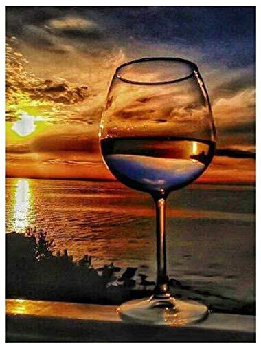 najiaxiaowu Adult Puzzles 500 Pieces DIY Sunset Sea Wine Glass Wooden Puzzles...