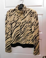 St John Collection Black Gold Animal Print Zip Jacket USA sz s
