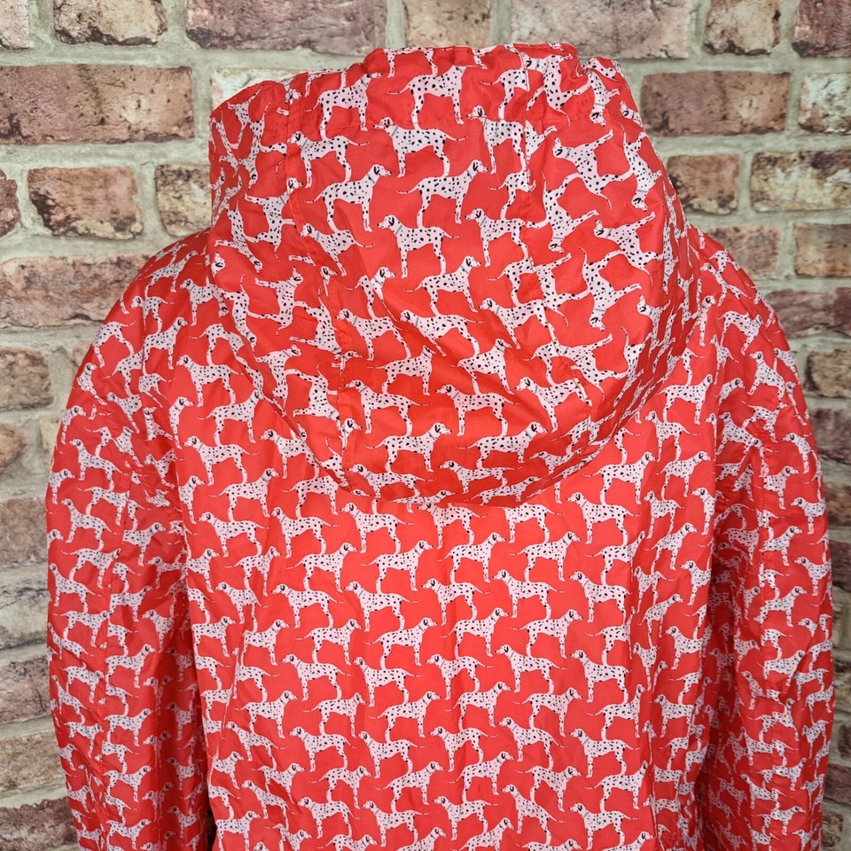 Joules Golightly Raincoat Coat Red Dog Dalmatian Print UK 16 Hooded