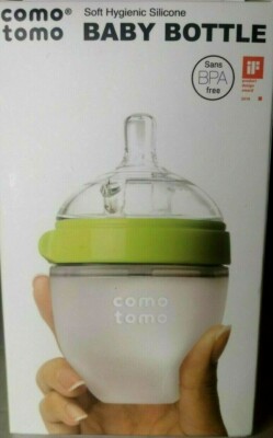 ComoTomo Baby Bottle Soft Hygienic Silicone Natural Feel Green 5oz Slow Flow