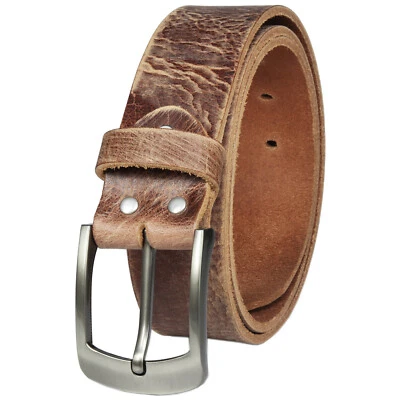 MARKENLOS Ledergürtel 4cm echt Büffelleder Gürtel Leder Braun Herren Jeans Handgemacht NEU