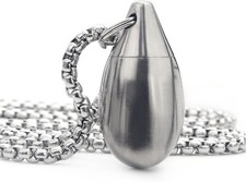 Pill Holder Necklace Nitro Case Titanium Container Silver