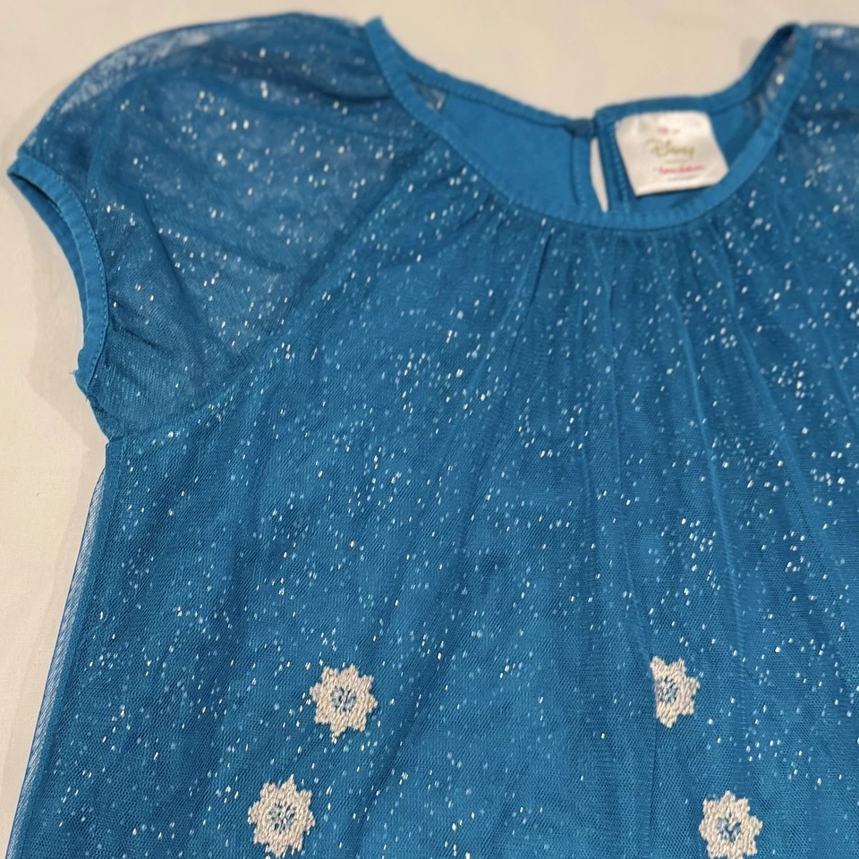 Hanna Andersson Dresses Disney Collection Girls Frozen Tulle Dress Teal Sz 6-7 - Image 4 of 4