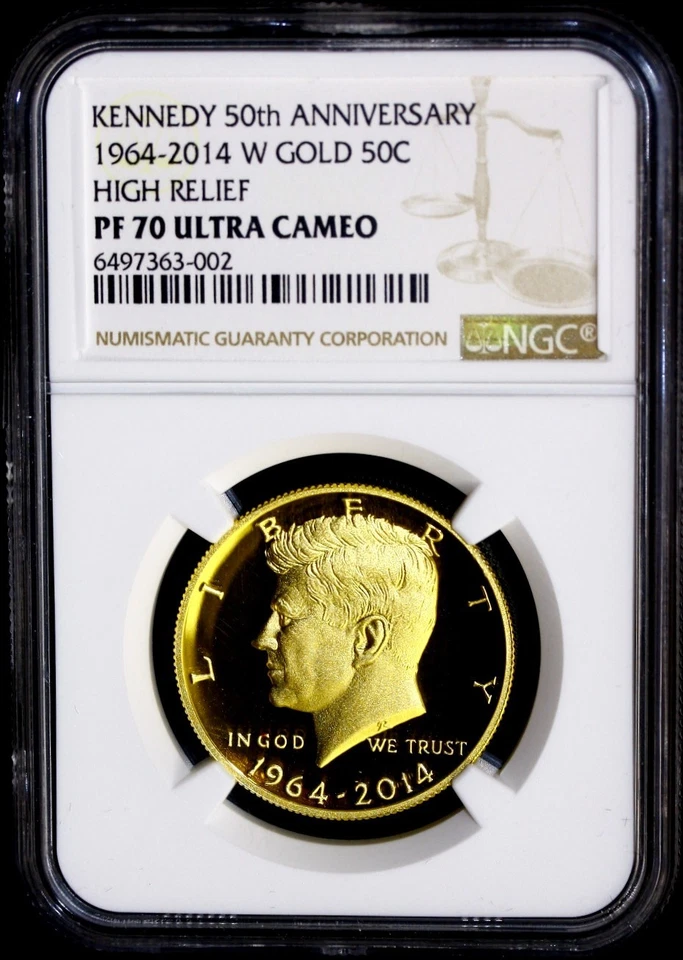 KENNEDY 50th Anniversary 1964-2014-W Gold 50C High Relief PF 70 ULTRA CAMEO - Image 2 of 4