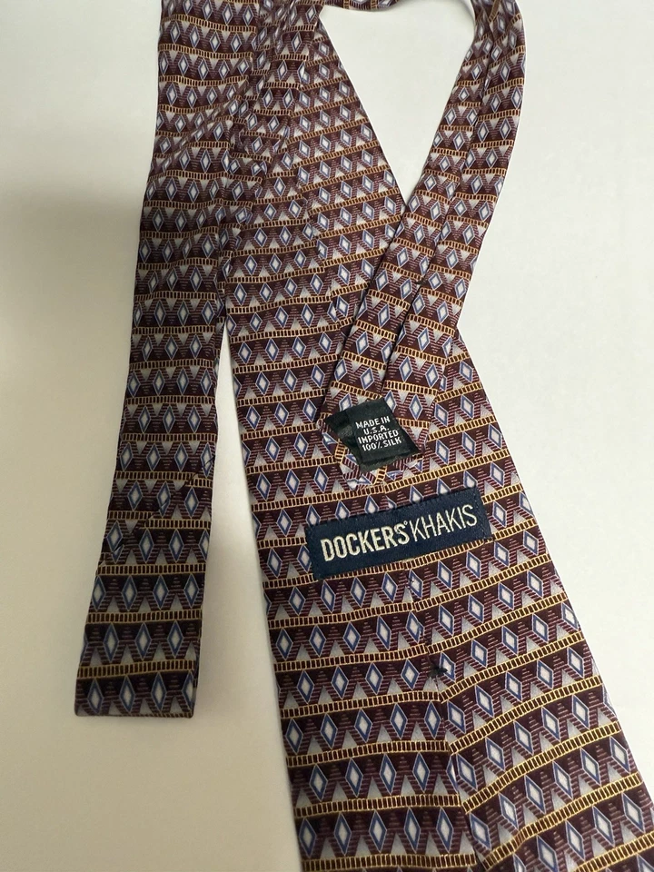 Мужской галстук докеры хаки 100% шелк сделано в США подержанный очень хорошо 57 x 4 - Изображение 2 из 4