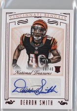 2015 Panini National Treasures Jersey Number Red 6/40 Derron Smith #159 Auto 2r7