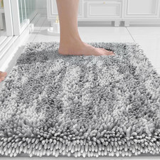 Chenille Bathroom Rugs Non Slip, Extra Thick Soft Absorbent Bath Rug, Machine Wa