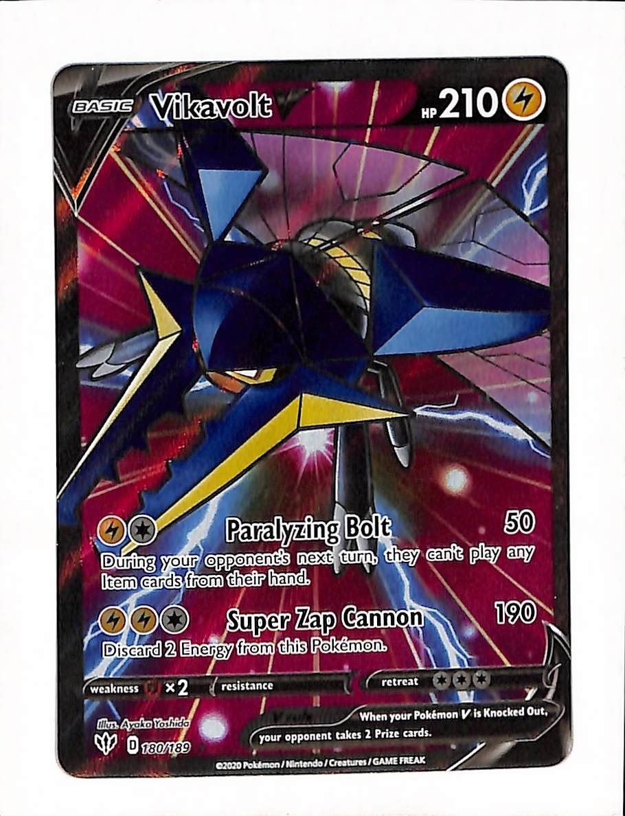 2020 Pokemon Vikavolt V Full Art Holo Dark Ablaze 180/189