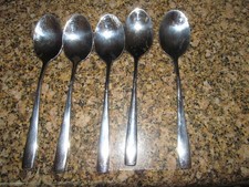 6 UNBRANDED Stainless Steel Spoons Simple Design 6.75 Inch