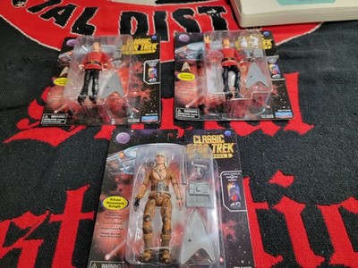 On Card 2022 Playmates Classic Star Trek Kirk, Spock (With Ding) & Khan Figures.