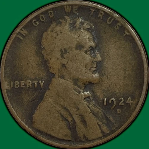 1924-D Lincoln Wheat Cent Very Good VG Coin #35036