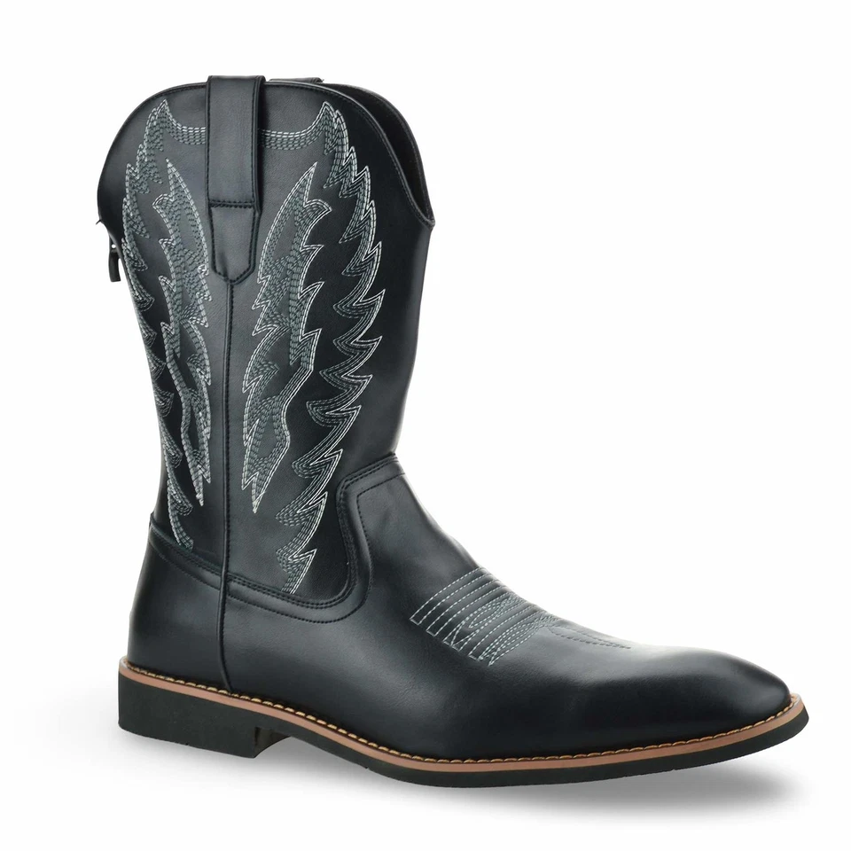 Mens Zip Up Western Ankle Cowboy Biker Boots New Smart Casual Fashion Shoes Size - Image 2 of 4