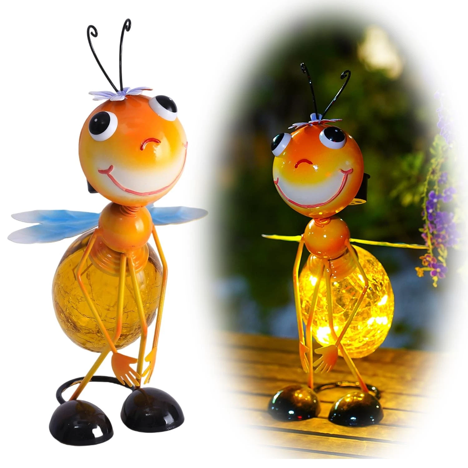 Solar Garden Lantern Waterproof Bee Solar Lights Outdoor Decorative Tabletop ...