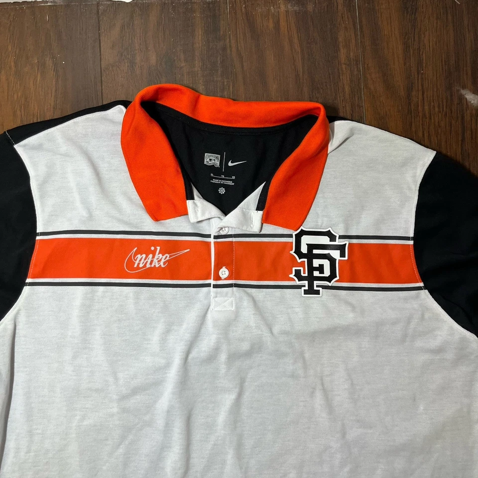耐克 Cooperstown Collection SF 巨人 Polo 衫 XL 黑色/橙色 MLB 棒球 — 第 2/4 张图片