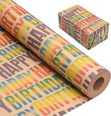Woric 43Cm X 25M Geschenkpapier Geburtstag, Happy Birthday Geschenkpapier Rolle 