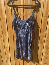 Vintage Born In America Blue Floral Sun Dress Made In USA Size Medium