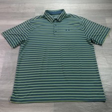Under Armour Playoff Polo Shirt Mens XL Blue Stripe Golf Stretch Performance