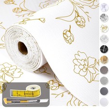 Shelf Liners for Kitchen Cabinets 12in x 20FT Non Adhesive Drawer Liner Gold ...