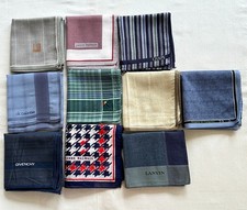 Lot of 10 VTG Handkerchief Cotton Vertical Houndstooth Check Pocket Square 17"