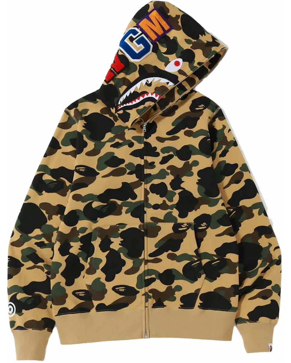 BAPE 1st Camo Shark Yellow Full Zip Hoodie | eBay