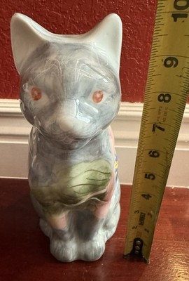 Ceramic Cat Statue by Clay Motif Hand Painted Decorative 10  Tall