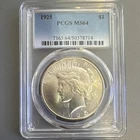 PCGS MS64 1925 Peace Dollar $1 Silver Coin 0.9 Fine Philadelphia Mint