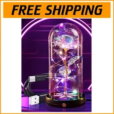 Forever Preserved Galaxy Rose in Glass Dome - Romantic Gift for Mothers Day