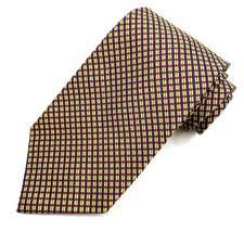 VTG Lauren Ralph Lauren Men Silk Blend Tie Gold Red Blue Plaid Grids Made in USA