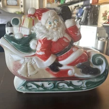 Empire Blow Mold Santa Claus Sleigh 13x10 Christmas Table Top Vtg No Light 1970