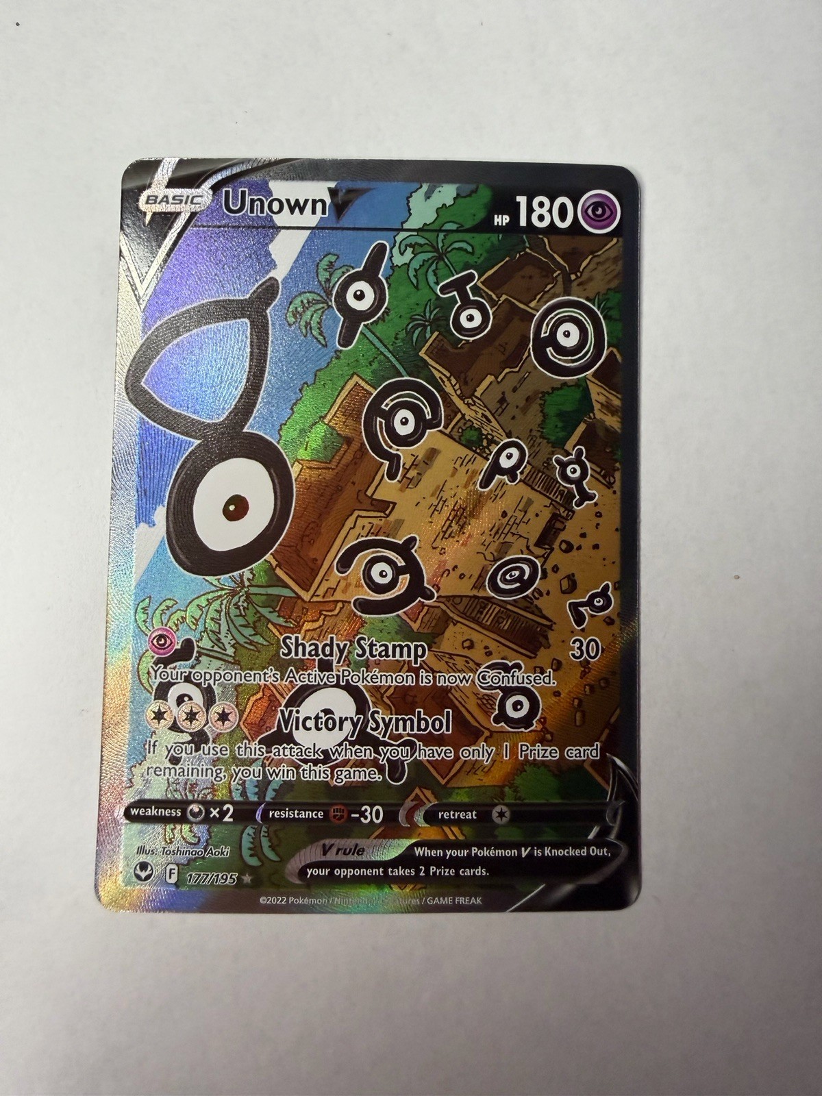 Pokémon Unown v Alternate Art Silver Tempest TCG Card 177/195