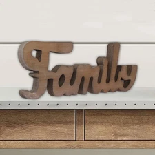 Farmhouse Family Sign for Shelf 15 inches, Wall Hanging Rustic Distressed Woo...