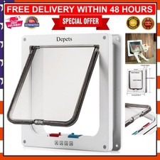 Durable 4-Way Locking Cat Flap Door - Large Weatherproof Design 9.9" x 9.2"