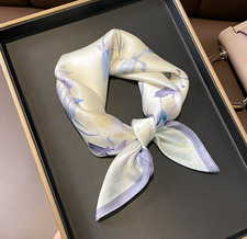 100 Mulberry Silk 53X53cm Scarf Bandana grass Print Shawl Neckerchief wrap new