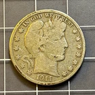 1911-D Barber Half Dollar 50C Business Strike 90% Silver KM#117