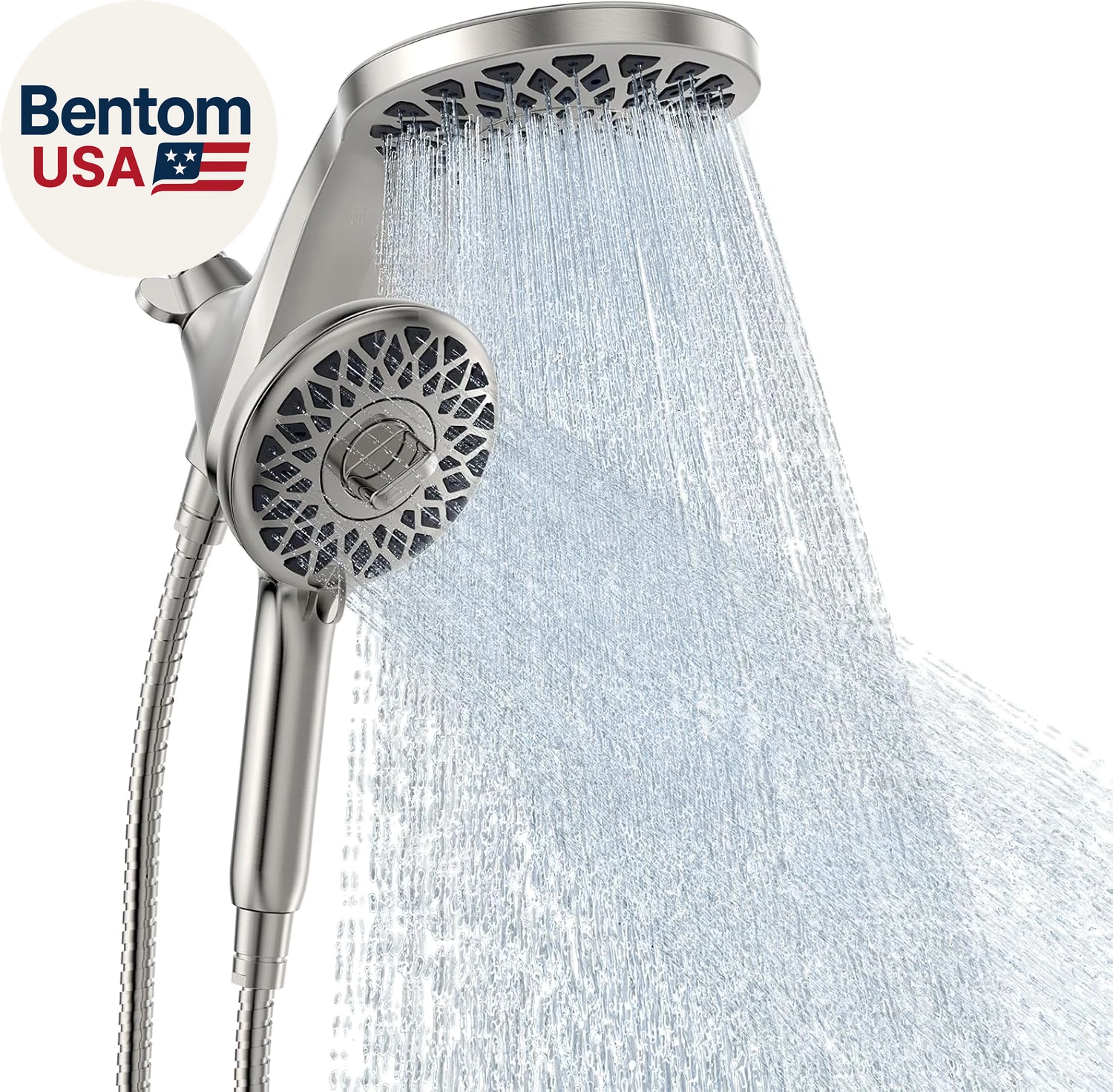 High Pressure Rain Shower Head with Handheld Spray Combo: Detachable Dual Shower
