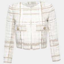 Chanel BeigeEcru Tweed Jacket S