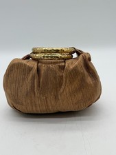 Authentic Jimmy Choo Metallic Bronze Gold Evening Clutch Bag Hammered Ring
