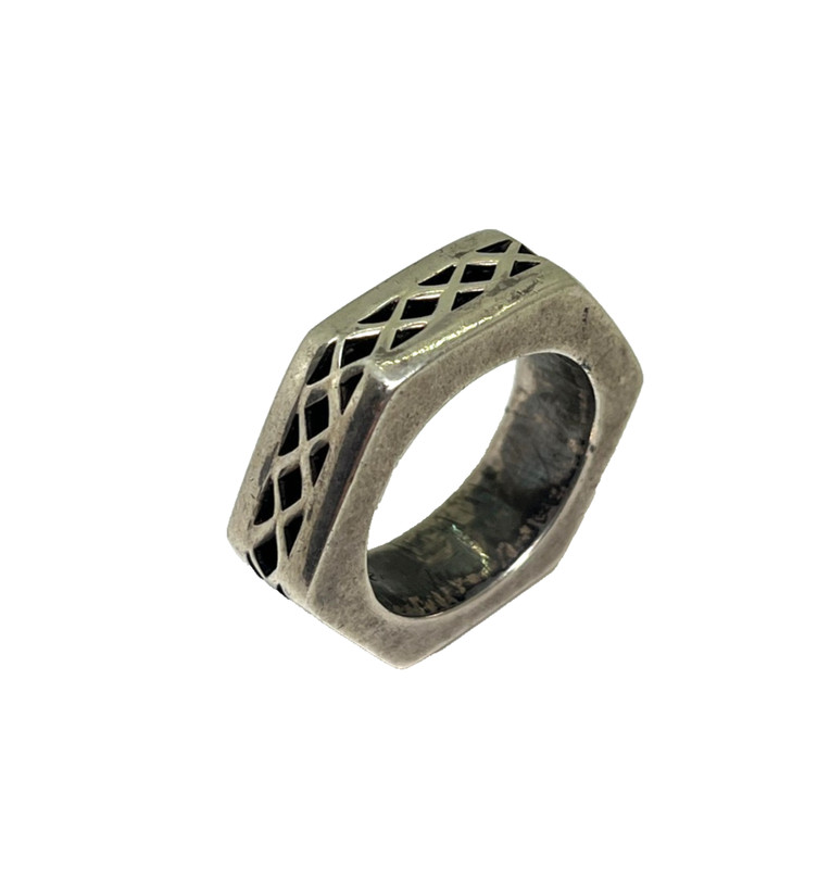 Sterling Silver Hexagon Hex Bolt Large Ring Size 9