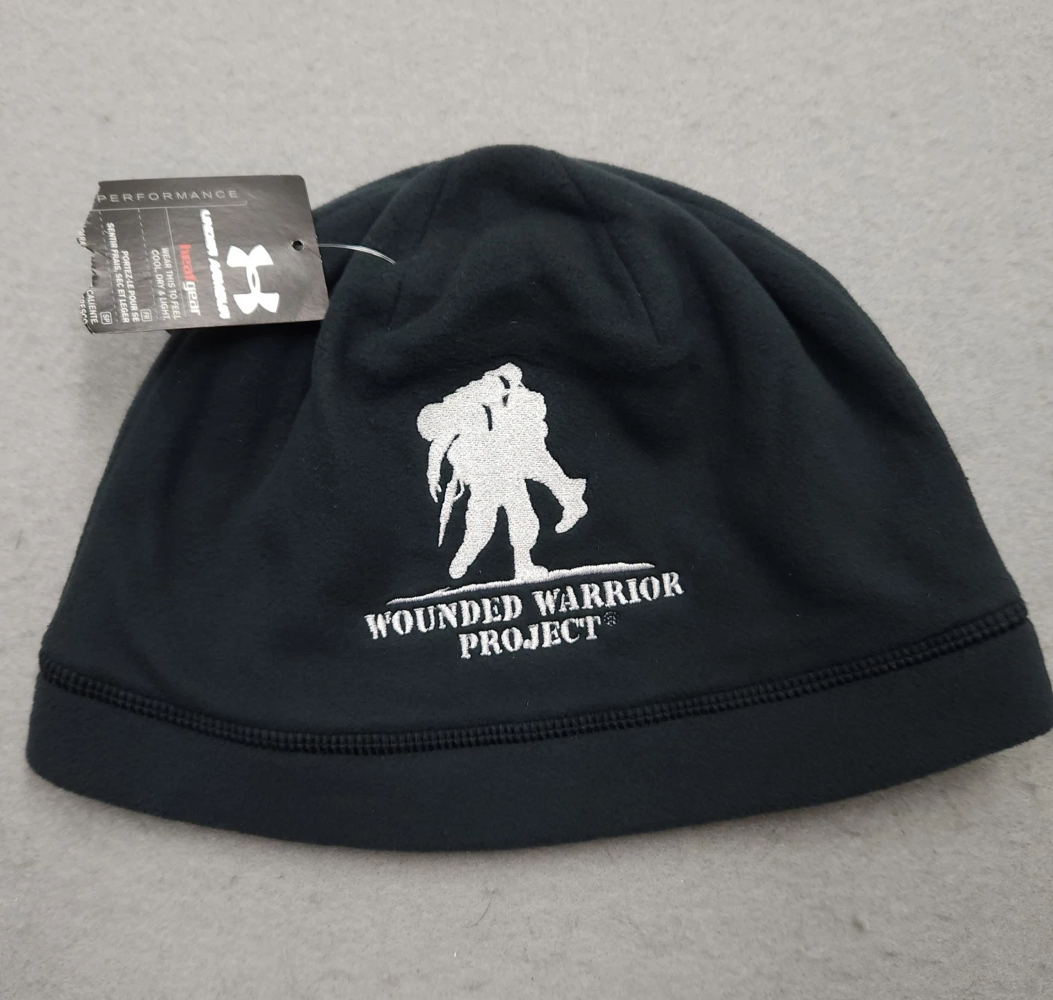 NEW Under Armour Beanie Hat Mens Wounded Warrior Project HeatGear Gray Fleece