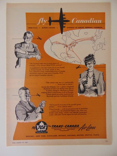 1951 TRANS-CANADA AIR LINES~magazine print ad