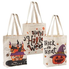 ATFUNSHOP 13.8" Large Halloween Tote Bag Trick or Treat Canvas Reusable Large...