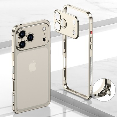 Metal Bumper Frame Case with Metal Lens Cap For Apple iPhone 17